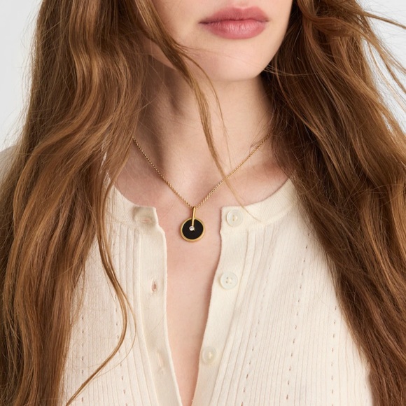 Madewell Two-Pack Stone Inlay Coin Necklace Set NWT - Picture 2 of 8